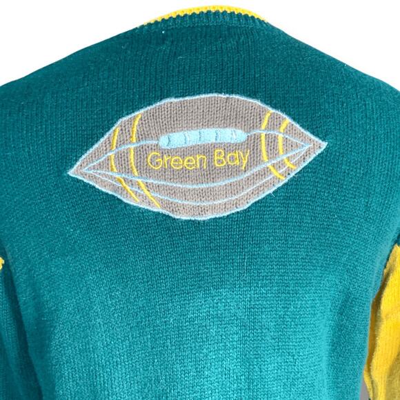 Vintage 90s Green Bay Packers Football Oversized Knit Cardigan Sweater Small - Picture 6 of 11